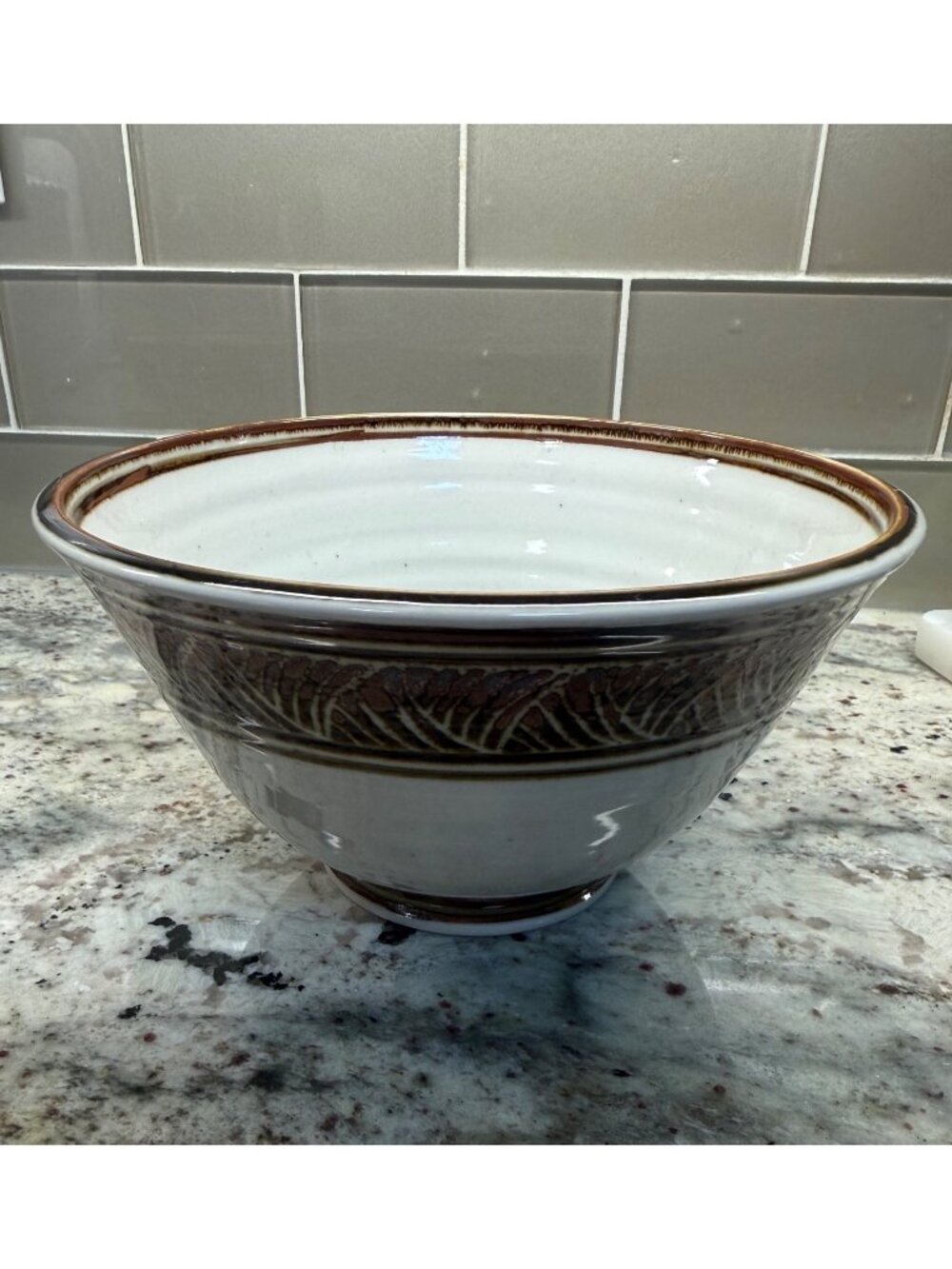 Vintage Signed Mideke Pottery Sgraffito Design 8" Centerpiece Bowl MCM Table top